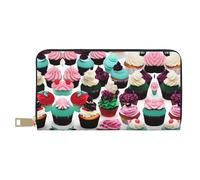 GaxfjRu Azurite - Portafoglio da donna in similpelle con cerniera in metallo, porta carte di credito, per donne alla moda e organizzate, Deliziosi Cupcakes, Taglia unica, classico
