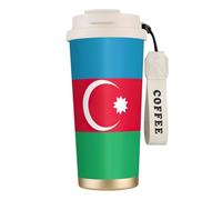 GaxfjRu Bandiera dell'Azerbaigian - Tazza da caffè con coperchio, in acciaio inox, isolamento sottovuoto, per bevande calde e fredde, 590 ml