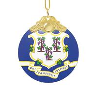 GaxfjRu Bandiera dello Stato del Connecticut, decorazioni natalizie per la casa, da appendere all'albero di Natale, ciondolo regalo per feste, Misura unica