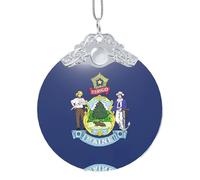 GaxfjRu Bandiera dello stato del Maine Decorazioni natalizie per la casa, da appendere all'albero di Natale, ciondolo regalo per feste, Misura unica