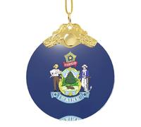 GaxfjRu Bandiera dello stato del Maine Decorazioni natalizie per la casa, da appendere all'albero di Natale, ciondolo regalo per feste, Misura unica