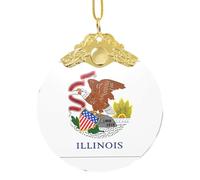 GaxfjRu Bandiera dello stato dell'Illinois, decorazioni natalizie per la casa, da appendere all'albero di Natale, ciondolo regalo per feste, Misura unica