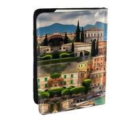 GaxfjRu Bella Italia Stampa Passaporto Titolare Della Copertura Del Raccoglitore per Viaggi, Organizzatore di Viaggio Porta Carte di Cre, Nero , Taglia unica