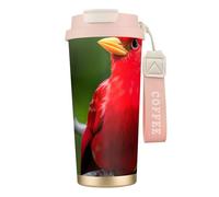 GaxfjRu Bella Red Birds 590 ml con coperchio, tazza da caffè isolata sottovuoto in acciaio inox, bicchiere per bevande calde e fredde