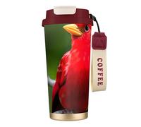 GaxfjRu Bella Red Birds 590 ml con coperchio, tazza da caffè isolata sottovuoto in acciaio inox, bicchiere per bevande calde e fredde