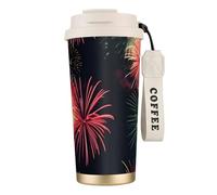 GaxfjRu Bella tazza da caffè in acciaio inox con coperchio e isolamento sottovuoto, per bevande calde e fredde, 590 ml