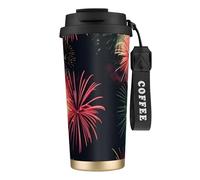 GaxfjRu Bella tazza da caffè in acciaio inox con coperchio e isolamento sottovuoto, per bevande calde e fredde, 590 ml