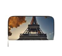 GaxfjRu Bella Torre Eiffel Parigi stampa Uomo Vintage Look Pelle Portafoglio Lungo Portafoglio Checkbook Portafogli, Signore Porta Carte di Credito
