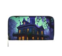 GaxfjRu Black Haunted Mansions - Portafoglio lungo da uomo, in pelle, stile vintage, con scomparto per carte di credito