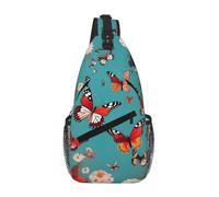 GaxfjRu Borsa a tracolla con farfalle volanti tra i fiori, unisex, zaino casual a tracolla, zaino da petto per escursioni e viaggi