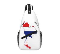 GaxfjRu Borsa a tracolla con stampa della mappa della bandiera della Thailandia per donne e uomini borsa a tracolla per viaggi escursionismo zaino a tracolla
