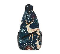 GaxfjRu Borsa a tracolla con stampa di albero di Natale e cervi alce per donne e uomini borsa a tracolla per viaggi escursionismo zaino a tracolla