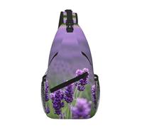 GaxfjRu Borsa a tracolla con stampa di fiori colorati viola lavanda per donne uomini borsa a tracolla per viaggio escursionismo zaino a tracolla