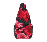 GaxfjRu Borsa a tracolla con stampa di fiori rossi e rosa per donne e uomini, borsa a tracolla per viaggi, escursionismo, zaino a tracolla