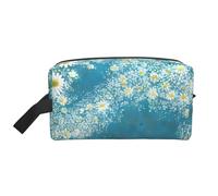 GaxfjRu Borsa cosmetica da viaggio con stampa a margherita bianca blu grande borsa per il trucco da donna per cosmetici accessori da toeletta, bianco, Taglia unica