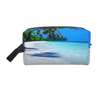 GaxfjRu Borsa cosmetica da viaggio con stampa tropicale di sabbia bianca e spiaggia oceanica grande borsa per il trucco da donna per cosmetici accessori da toeletta, bianco, Taglia unica