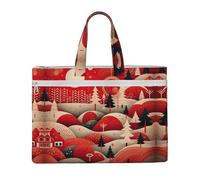 GaxfjRu Borsa da donna in tela con stampa di casa dell'albero di Natale, borsa da lavoro casual per viaggi, ufficio, università
