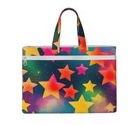 GaxfjRu Borsa da donna in tela con stampa di stelle arcobaleno colorate, borsa da lavoro casual per viaggi, ufficio, università