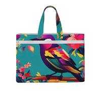 GaxfjRu Borsa da donna in tela con stampa di uccelli e fiori colorati, borsa da lavoro casual per viaggi, ufficio, università