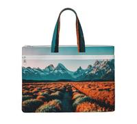 GaxfjRu Borsa da viaggio in tela con stampa tramonto in montagna borsa per computer portatile da donna borse da lavoro casual per viaggi, ufficio, università