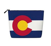 GaxfjRu Borsa da viaggio per trucchi con stampa bandiera del Colorado, borsa da toilette akeUp, con cerniera, organizer per trucchi da donna, nero, taglia unica, Nero , Taglia unica