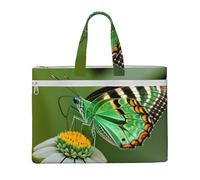 GaxfjRu Borsa tote in tela con stampa a farfalla colorata con foglie verdi per donne borse da lavoro casual per viaggi, ufficio, università
