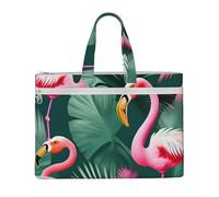 GaxfjRu Borsa tote in tela con stampa di coppia di foglie di palma e fenicotteri borsa per computer portatile da donna borsa casual da lavoro per viaggi, ufficio, università