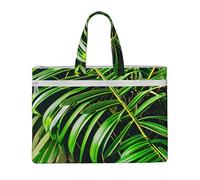 GaxfjRu Borsa tote in tela con stampa di foglie verdi con palme, borsa per laptop da donna, borsa da lavoro casual per viaggi, ufficio, università