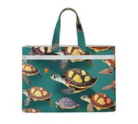 GaxfjRu Borsa tote in tela con stampa di tartarughe marine con molti animali, borsa per computer portatile, da donna, casual, da lavoro, per viaggi, ufficio, università