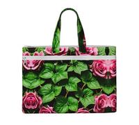 GaxfjRu Borsa tote in tela con stampa floreale con foglie e rose edera con foglie, borsa da donna casual da lavoro per viaggi, ufficio, università