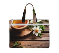 GaxfjRu Borsa tote in tela con stampa floreale su tavola di legno verde acqua borsa per computer portatile da donna borsa casual da lavoro per viaggi, ufficio, università