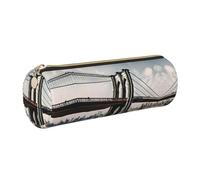 GaxfjRu Brooklyn Bridge s Custodia in pelle con cerniera per penne a sfera e penne a sfera e matite, morbida grana