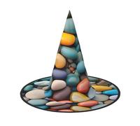 GaxfjRu Cappello da strega con stampa di ciottoli colorati da spiaggia, accessorio per costume da strega per Halloween, cosplay, feste, vacanze, decorazione, 3 pezzi
