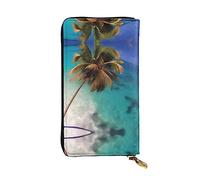 GaxfjRu Caribbean Islands - Portafoglio funzionale da donna, design sottile e minimalista, in finta pelle con cerniera in metallo, nero, Taglia unica, classico