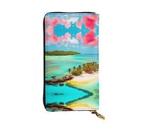 GaxfjRu Caribbean Scenery - Pochette funzionale da donna, design sottile e minimalista, in finta pelle con cerniera in metallo, nero, Taglia unica, classico