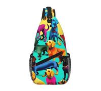 GaxfjRu Carino Bassotto Cani Stampa Crossbody Bag per Donne Uomini Sling Bag per Viaggi Escursionismo Crossbody Sling Zaino