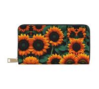 GaxfjRu Carta da parati arancione girasole elegante portafoglio da donna, sottile e minimalista porta carte di credito in similpelle e cerniera in metallo sicura, bianco, Taglia unica, classico