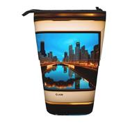 GaxfjRu Chicago, astuccio telescopico portatile, con stampa riflessa, organizer con più scomparti, per strumenti di scrittura e accessori