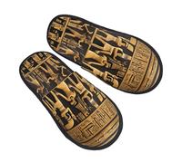 GaxfjRu Ciabatte invernali in peluche con geroglifici egiziani, per uso interno, morbide e calde, pantofole per la casa per gli ospiti e comfort per la casa, unisex