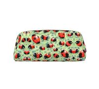 GaxfjRu Coccinelle Cartoon Leather tridimensionale portatile penna caso -PVC foderato poliestere borsa trucco portafoglio portamonete speciale matita caso