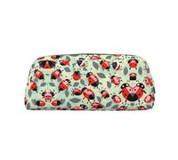 GaxfjRu Coccinelle Cartoon Pattern Leather tridimensionale portatile penna caso -PVC foderato poliestere borsa trucco portafoglio portamonete speciale matita caso
