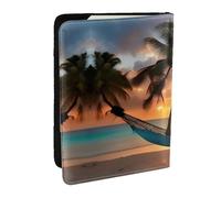 GaxfjRu Coconut Beach Tramonto Amaca Stampa Passaporto Porta Passaporto Portafoglio per Viaggi, Organizzatore da Viaggio Porta Carte di Credito Porta Passaporto Lib, Nero , Taglia unica