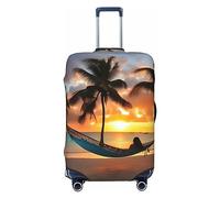 GaxfjRu Coconut Beach Tramonto Amaca Stampa Valigie Copertura Protettiva Copertura Bagagli Da Viaggio Valigia Lavabile Bagagli Coperture Antigraffio, Nero , L