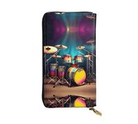 GaxfjRu Cool Drums Set Elegante e Funzionale Portafoglio Donna - Similpelle Con Cerniera Metallica, Portafoglio Donna Piccolo, nero, Taglia unica, classico