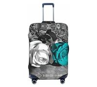 GaxfjRu Copertura per valigia, con fiori di rosa, colore nero, bianco, foglia di tè, grigio, per bagagli, mantiene il tuo bagaglio sicuro ed elegante, copertura per bagagli per valigie approvata TSA,