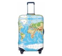 GaxfjRu Copertura per valigia con mappa del mondo, coperture per valigie, mantiene il tuo bagaglio sicuro ed elegante, coperture per bagagli per valigie approvate TSA, Nero , L