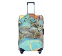 GaxfjRu Copertura per valigia con mappa del mondo dei cartoni animati, coperture per valigie per bagagli, mantiene il tuo bagaglio sicuro ed elegante, coperture per bagagli per valigie approvate TSA,