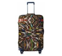 GaxfjRu Copertura per valigia con stampa esca da pesca, copertura per bagagli da viaggio, lavabile, antigraffio, Nero , S