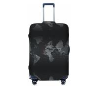 GaxfjRu Copertura per valigie nera con mappa del mondo, per bagagli, mantiene il tuo bagaglio sicuro ed elegante, copertura per bagagli per valigie approvata TSA, Nero , M