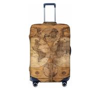 GaxfjRu Copertura per valigie vintage con mappa del mondo, copertura per bagagli, mantiene il tuo bagaglio sicuro ed elegante, copertura per bagagli per valigie approvata TSA, Nero , L